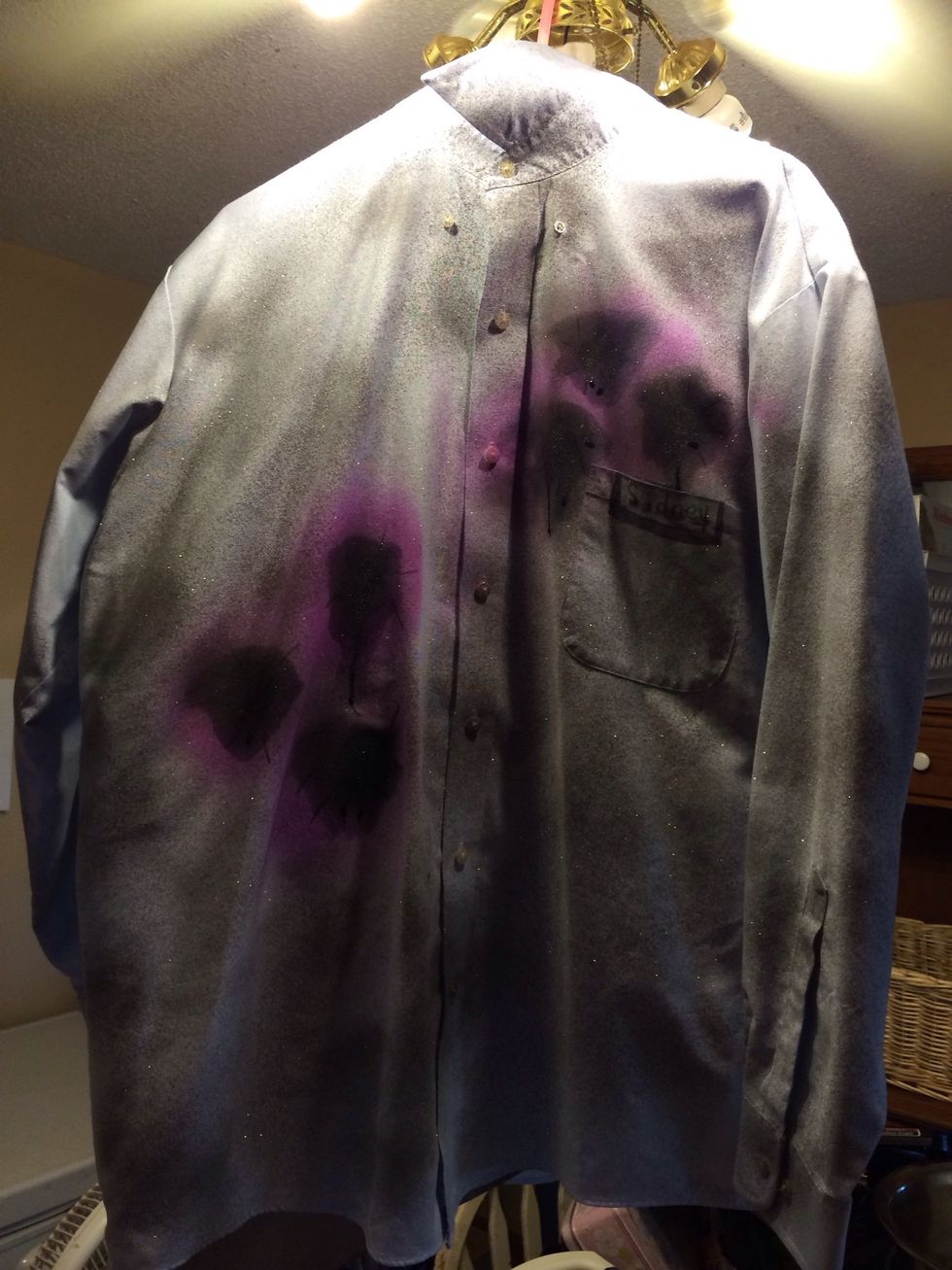 When shirt is dry it's ready to shred up. Zombies get their clothes hung up on things and just keep going.