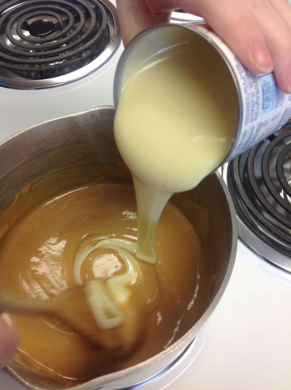 When smooth add sweetened condensed milk.