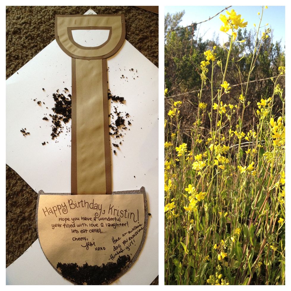 when soil and glue dries, shake lightly to remove excess. than write your message on the shovel blade! I hope your friend enjoys this personal gift!