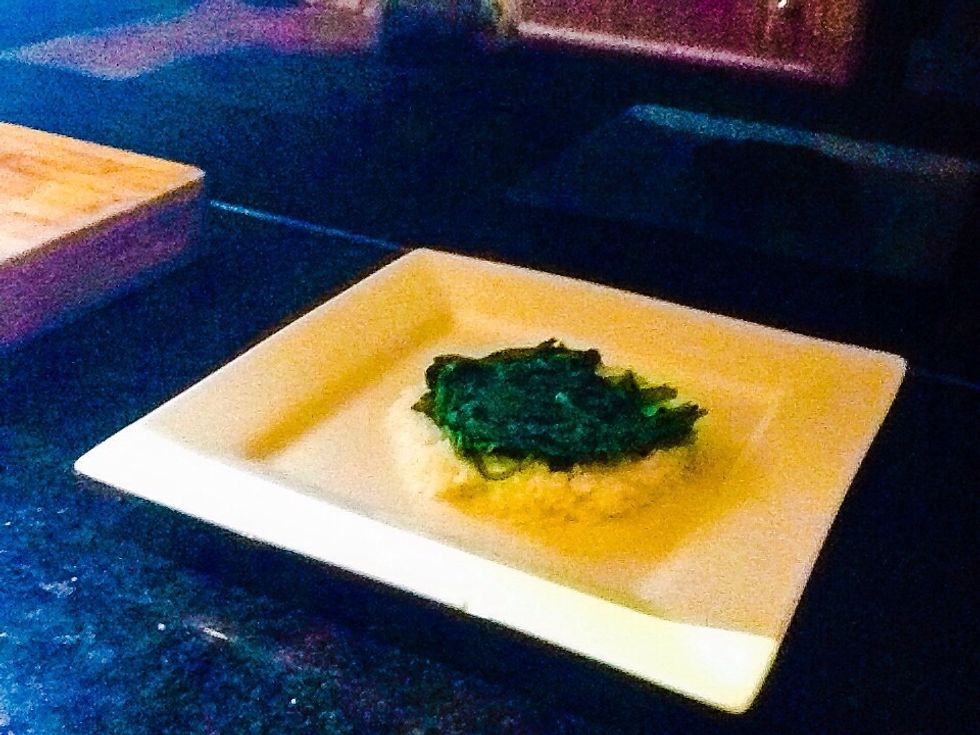 When spinach is done, plate up everything how you like