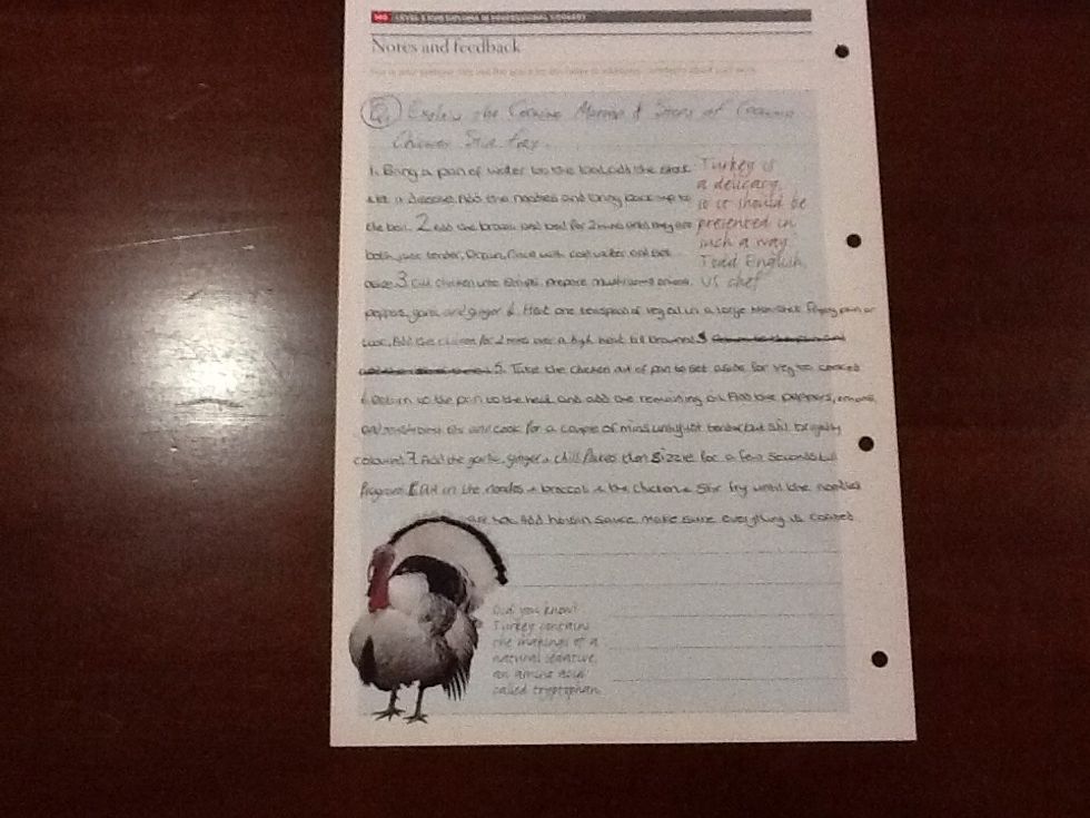 When sufficient practical evidence has been collected for each unit, you will be given supplementary questions to complete units by your assessing chef.