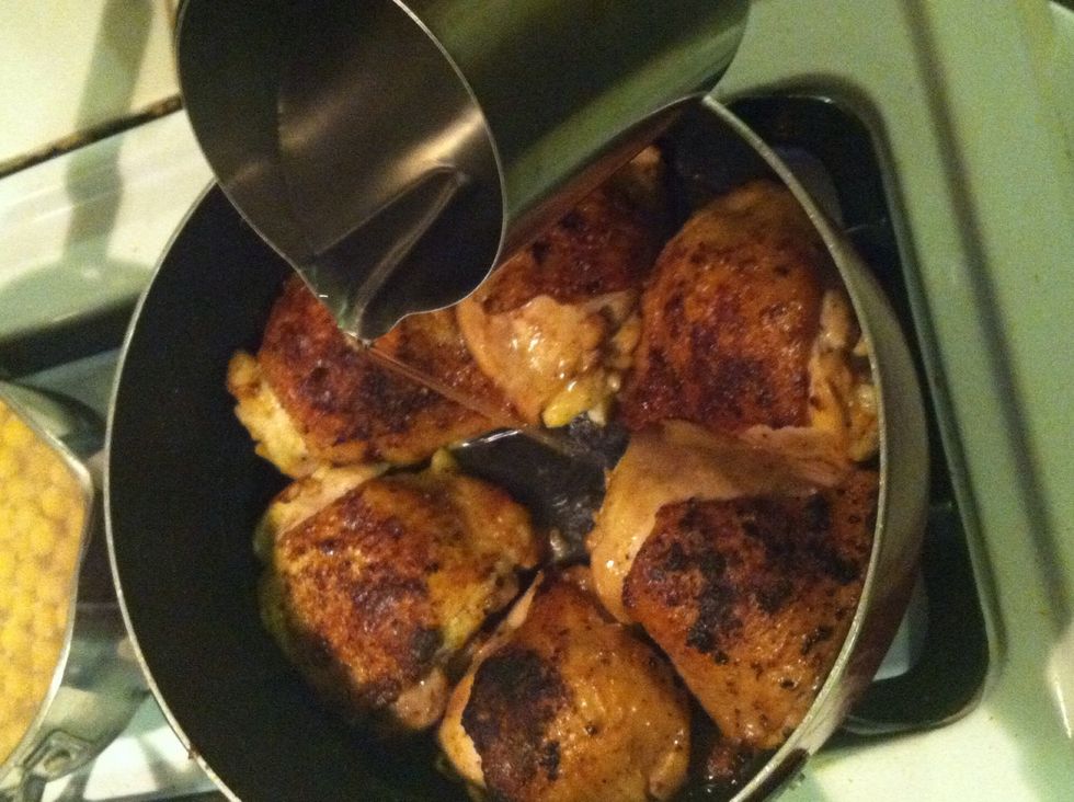 When the back side is golden brown. Add 2 1/2 cups of water the chicken is still raw where not done yet.