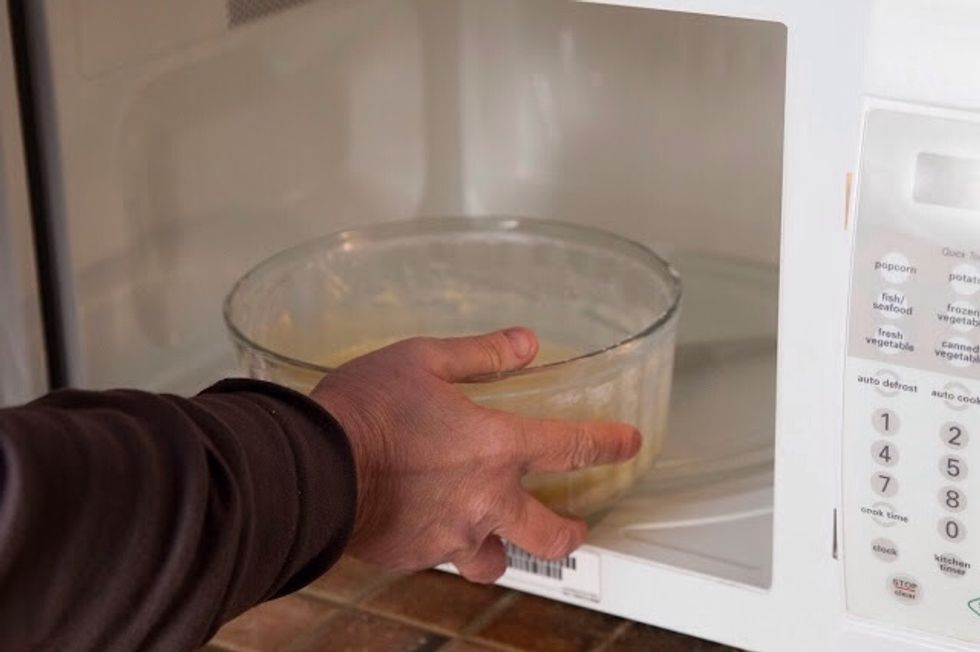 When the batter is nice and smooth, pop it into your microwave for 1 and 1/2 minutes.