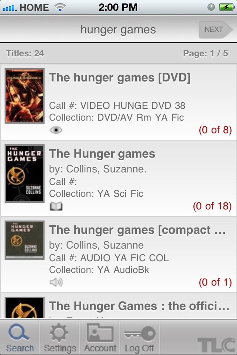 When the book you want is out, click on it to request it.