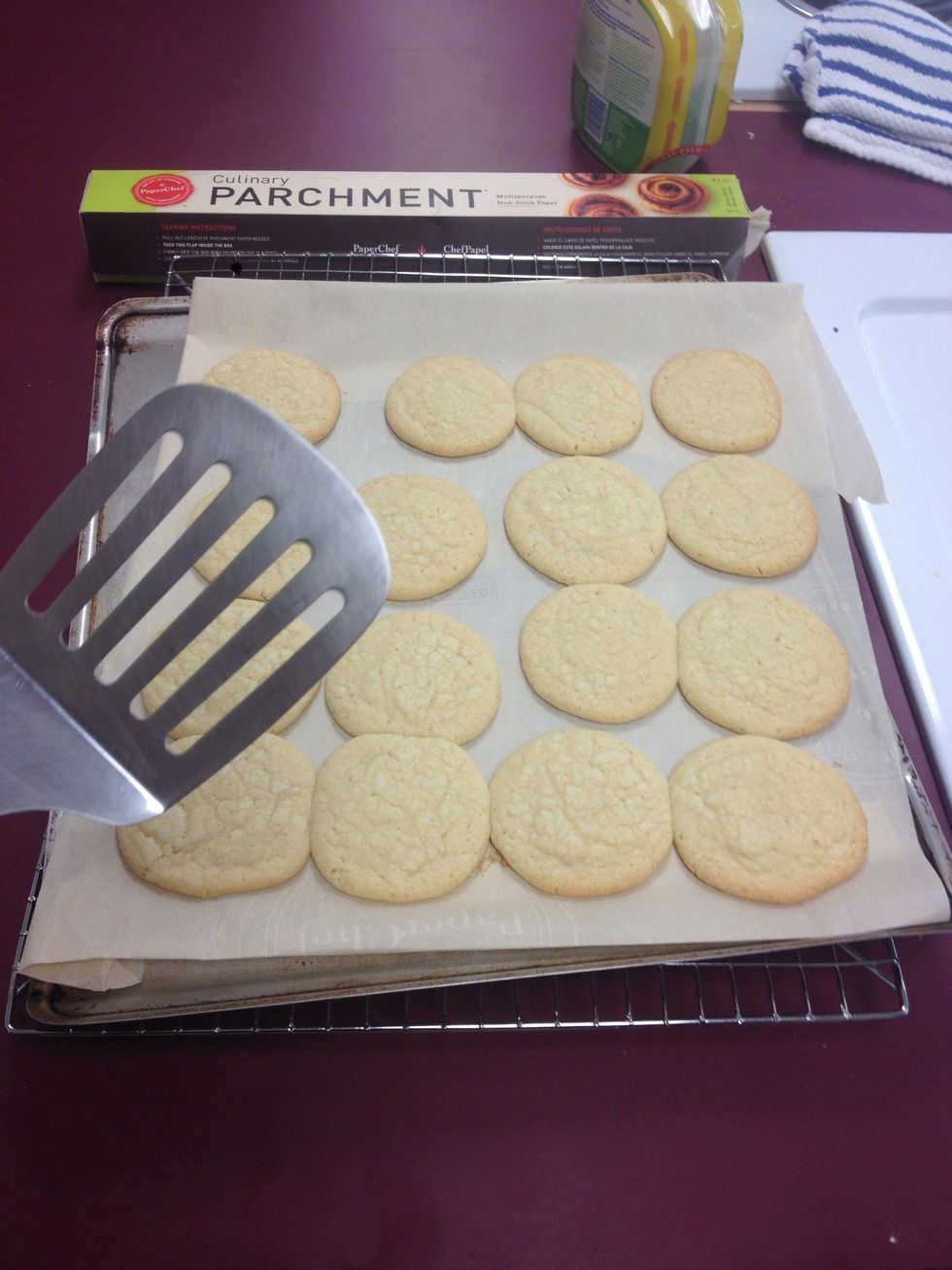 When the cookies are done, take them out and cool on wire racks