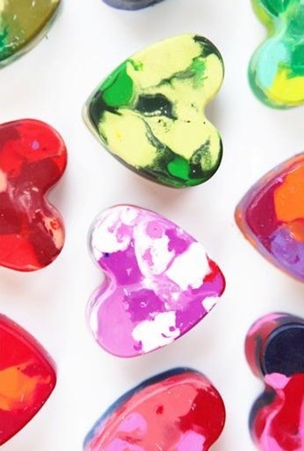 When the cooking is done, you take the crayons out of the oven and put them in the freezer for a day. When you take the crayons out of the freezer they should look like this.