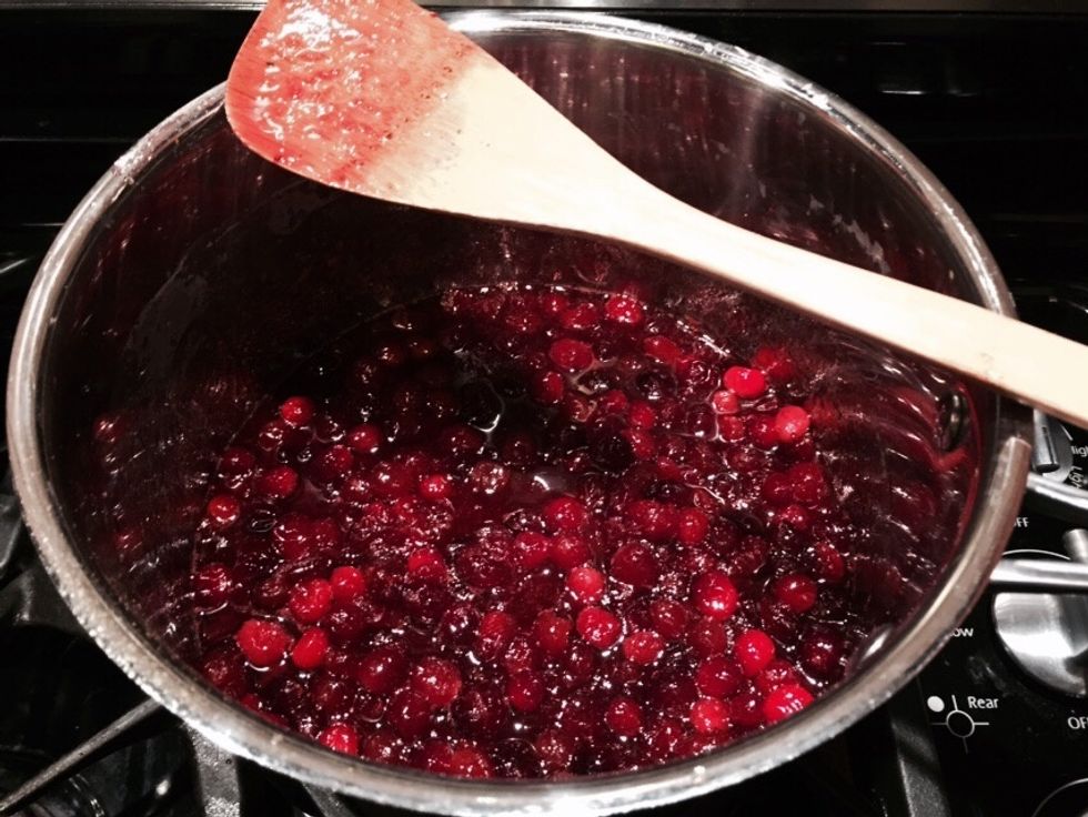 When the cranberries have cooked down and cooled, you'll have a wonderful cranberry sauce like this.