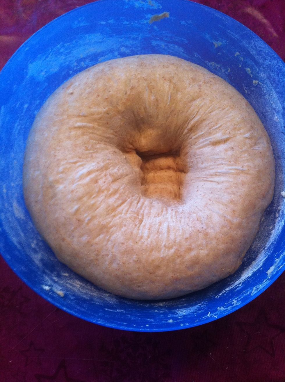 When the dough has doubled in size punch it down :D