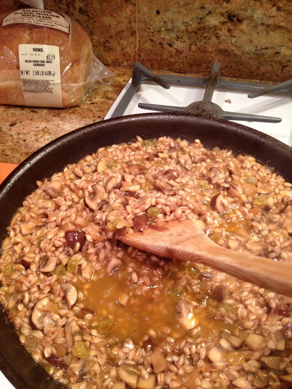 When the file has become al dente add it to the mushroom and Marcella mix