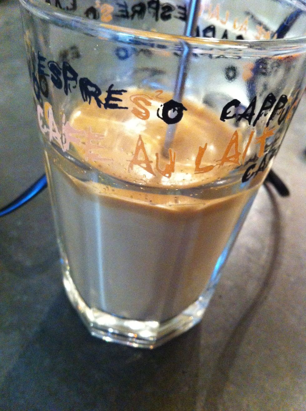 When the fluff is reaching above half the glass you stop