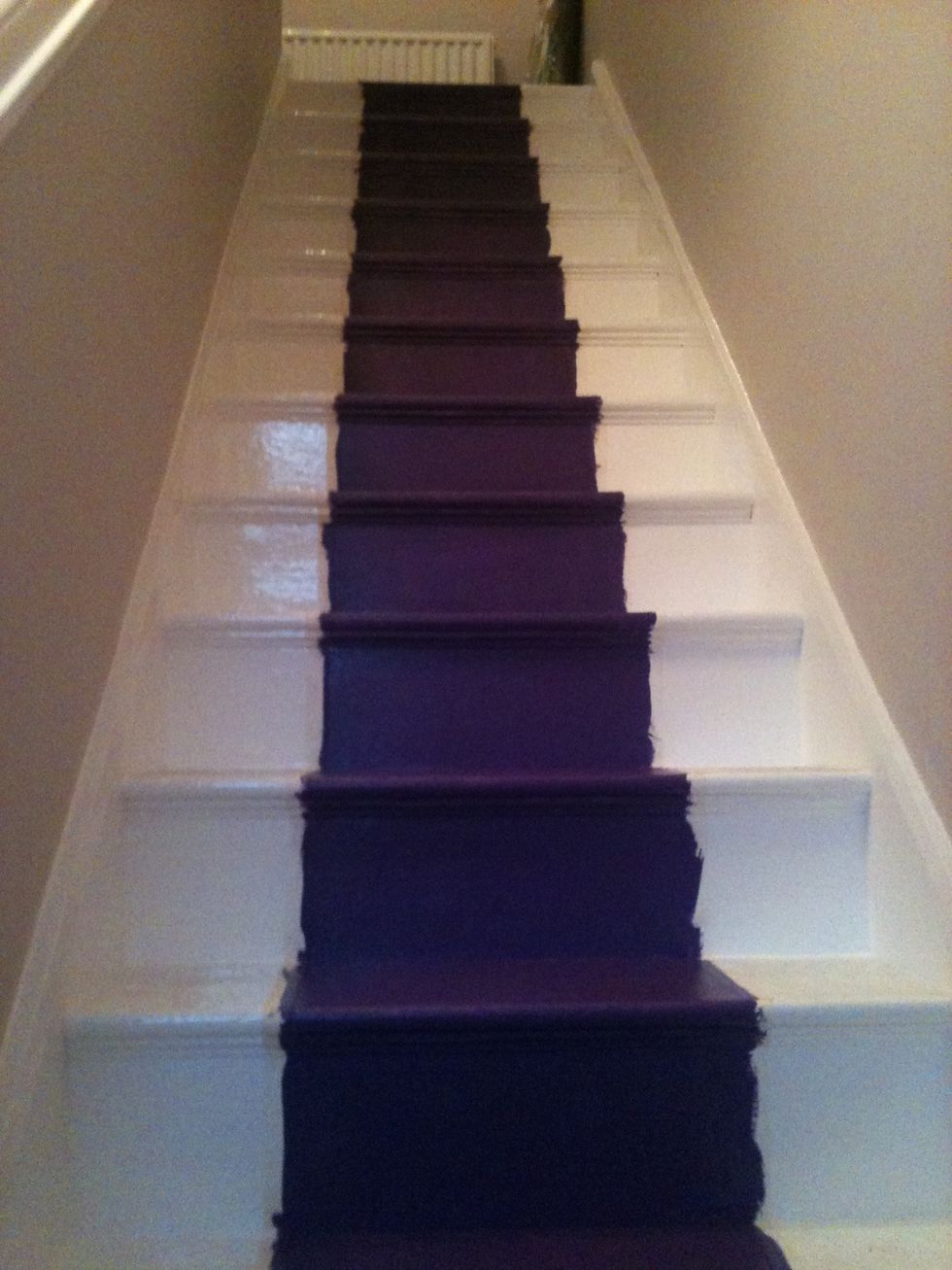 When the gloss is dry, paint your runner strip with any eggshell paint. Eggshell makes a nice contrast to the gloss and is safer to walk on.