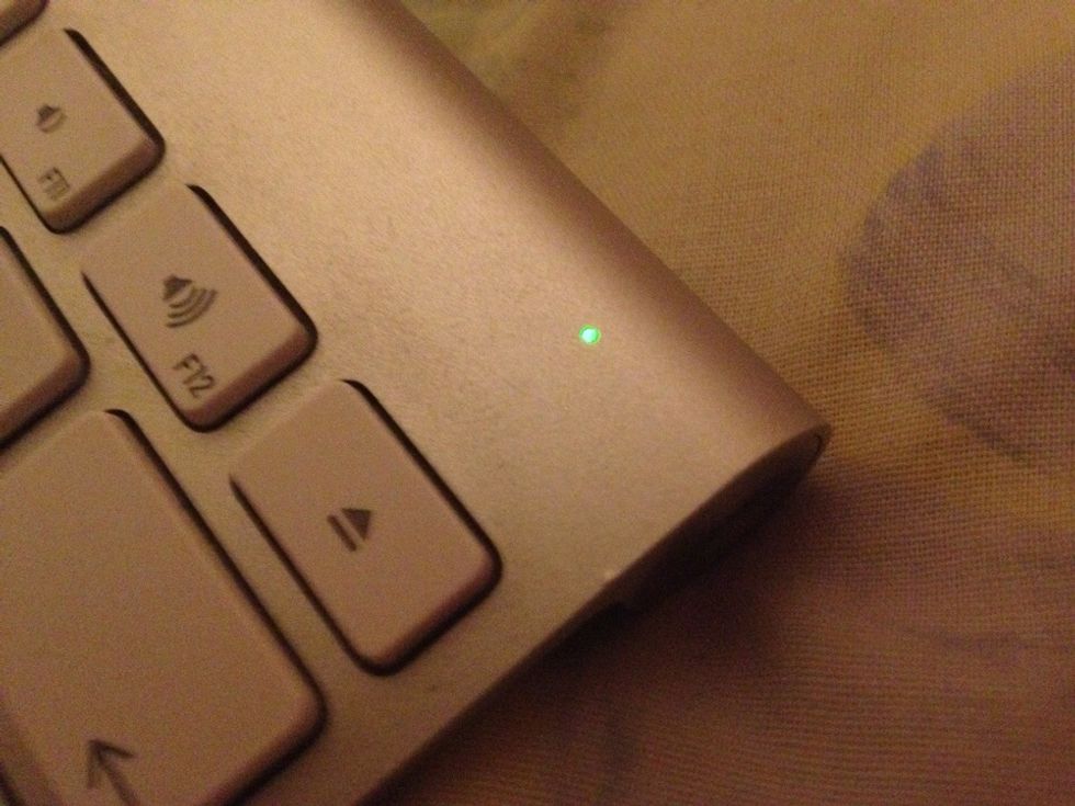 When the green light comes on, your keyboard will be discoverable and will be picked up by your iPad. Note: this may take a few attempts. Sometimes holding the power button down can also help.