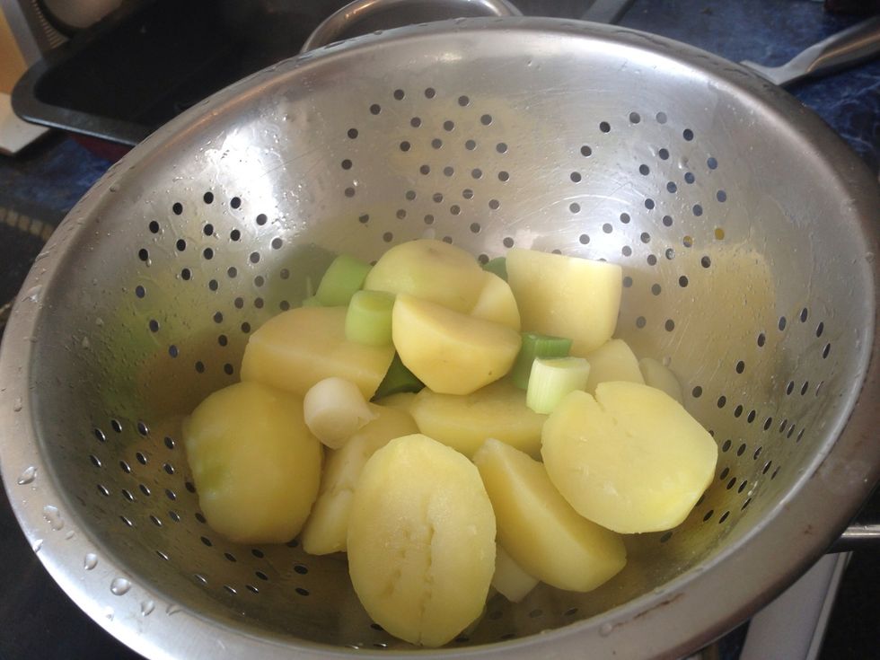 When the leeks are soft drain the potatoes