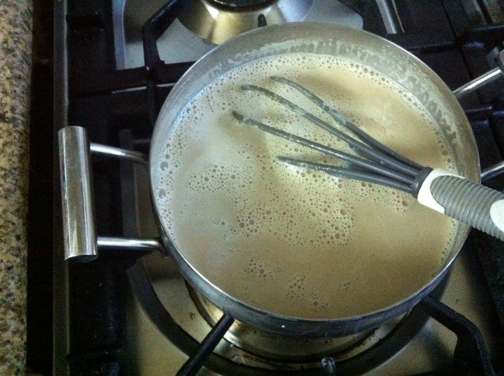 When the milk mixture scalds, proceed to the next step.