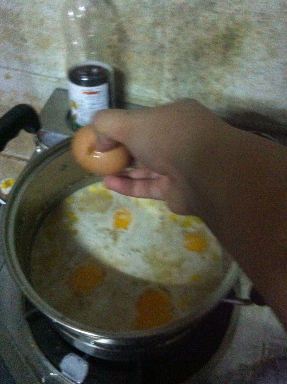 When the mixture returns to a boil, Add egg. remove from heat