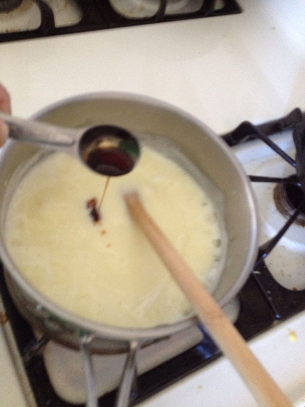 When the mixture starts to bubble add the vanilla and cook for 2-3 minutes until the pudding thickens.