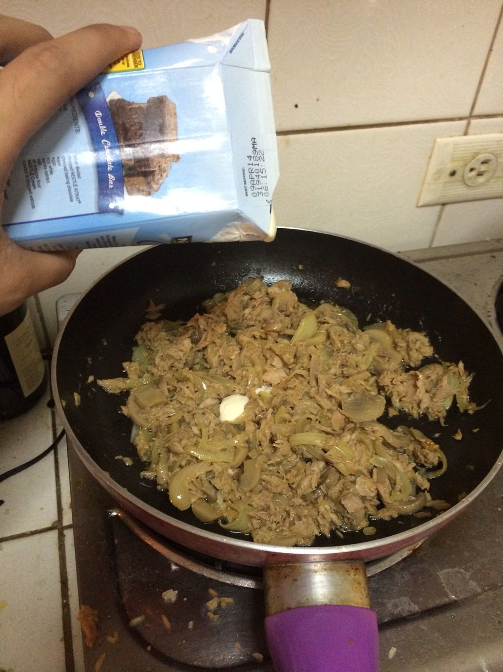 when the mushrooms are good add the all purpose cream and mix