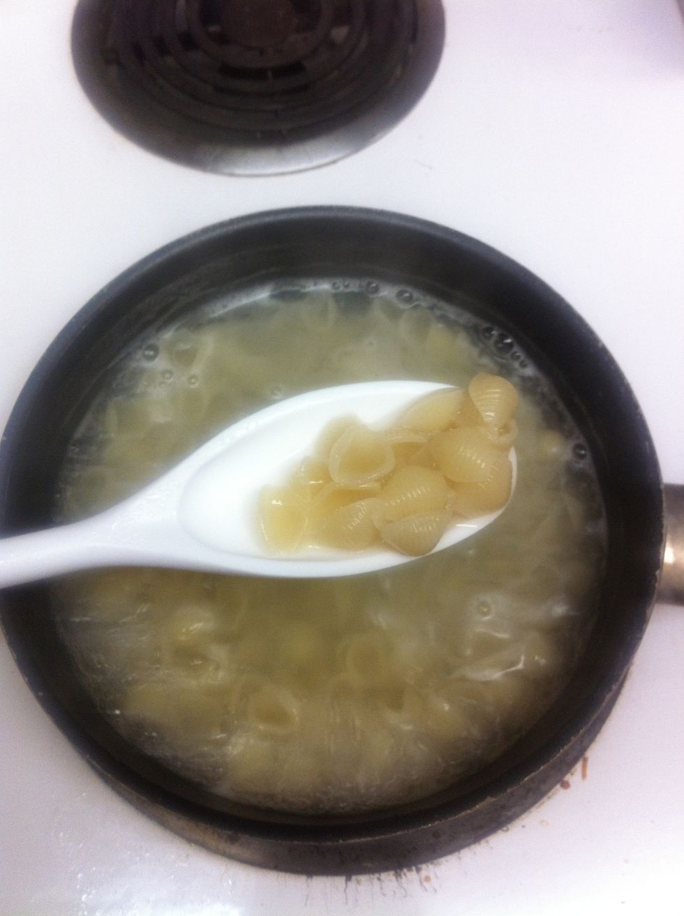 When the noodles are fat and tender they're ready.