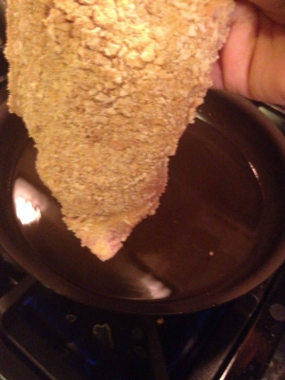 When the oil gets hot or when it reaches a temp of 350 degrees on a thermometer add the steaks. DO NOT crowd the pan. If possible cook steak one at a time. Unless of course you have a large pan.\ud83d\ude0a