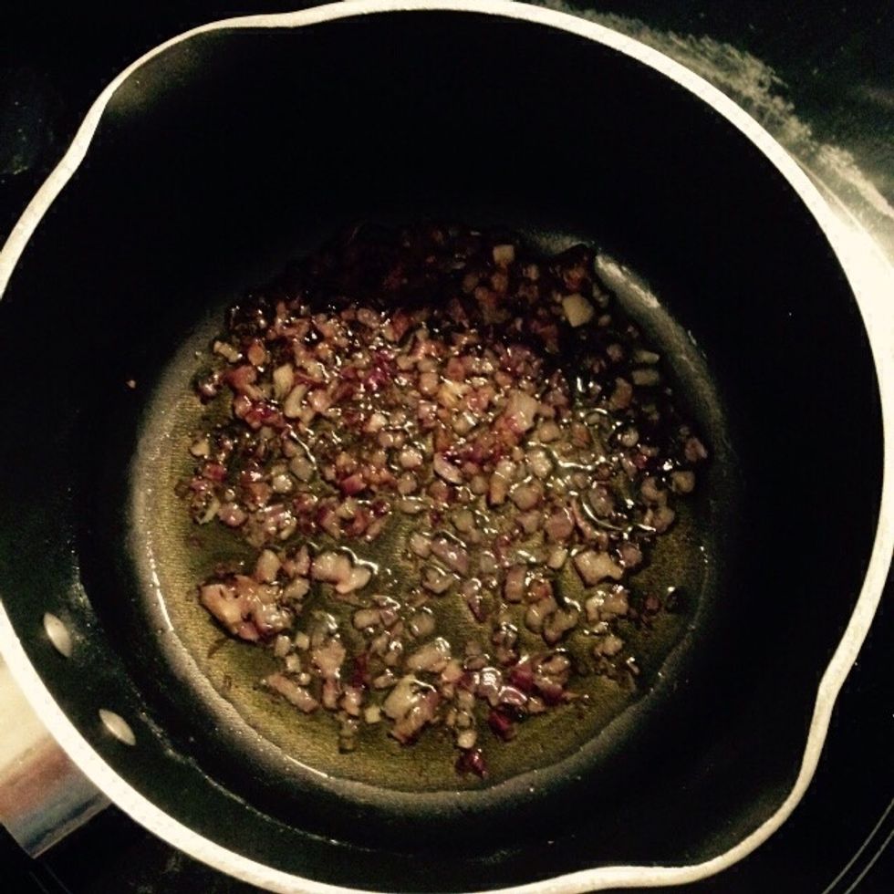 When the onion becomes translucent take off the heat and let cool aside