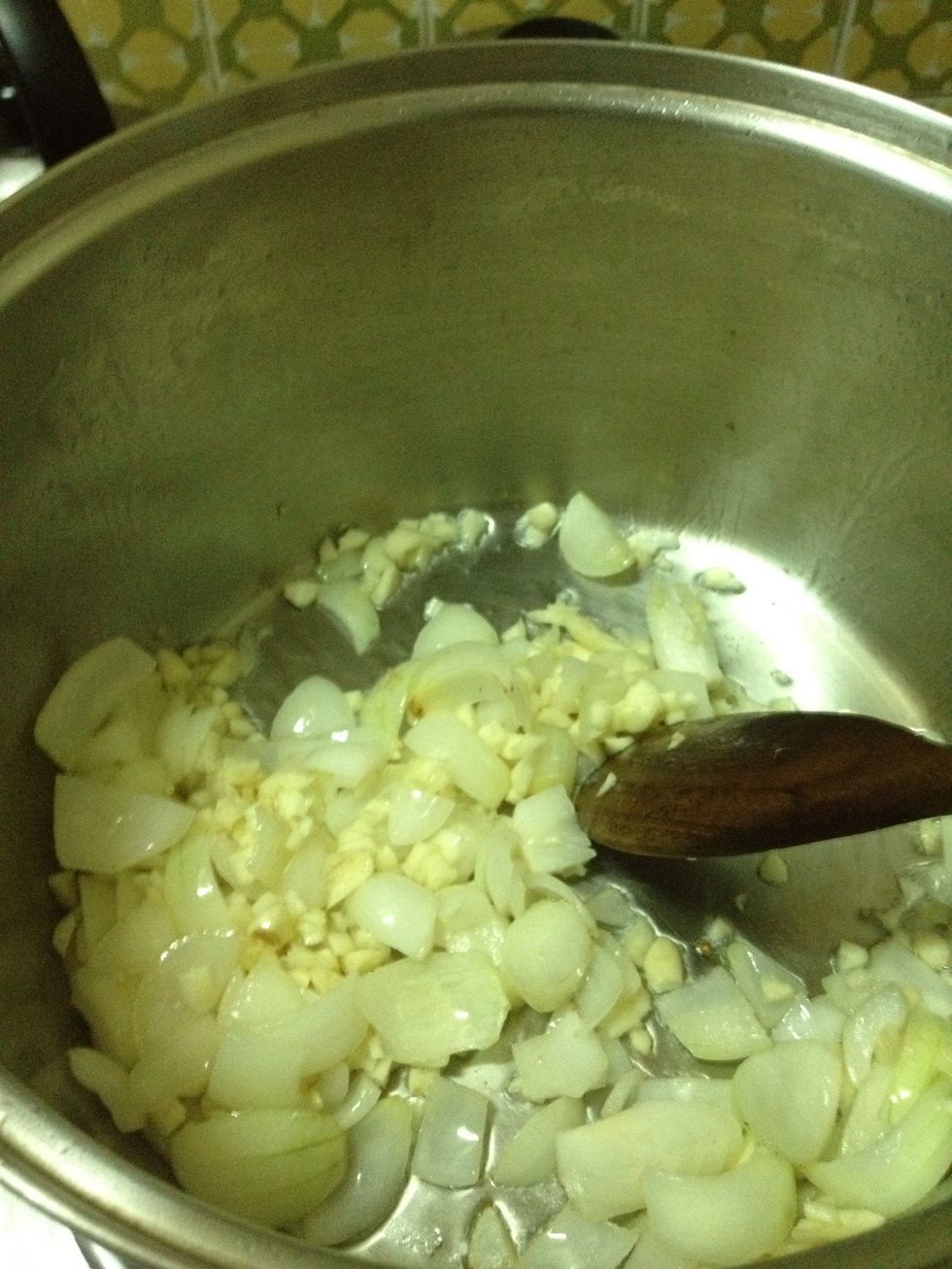 When the onions are a bit translucent, ad the garlic.