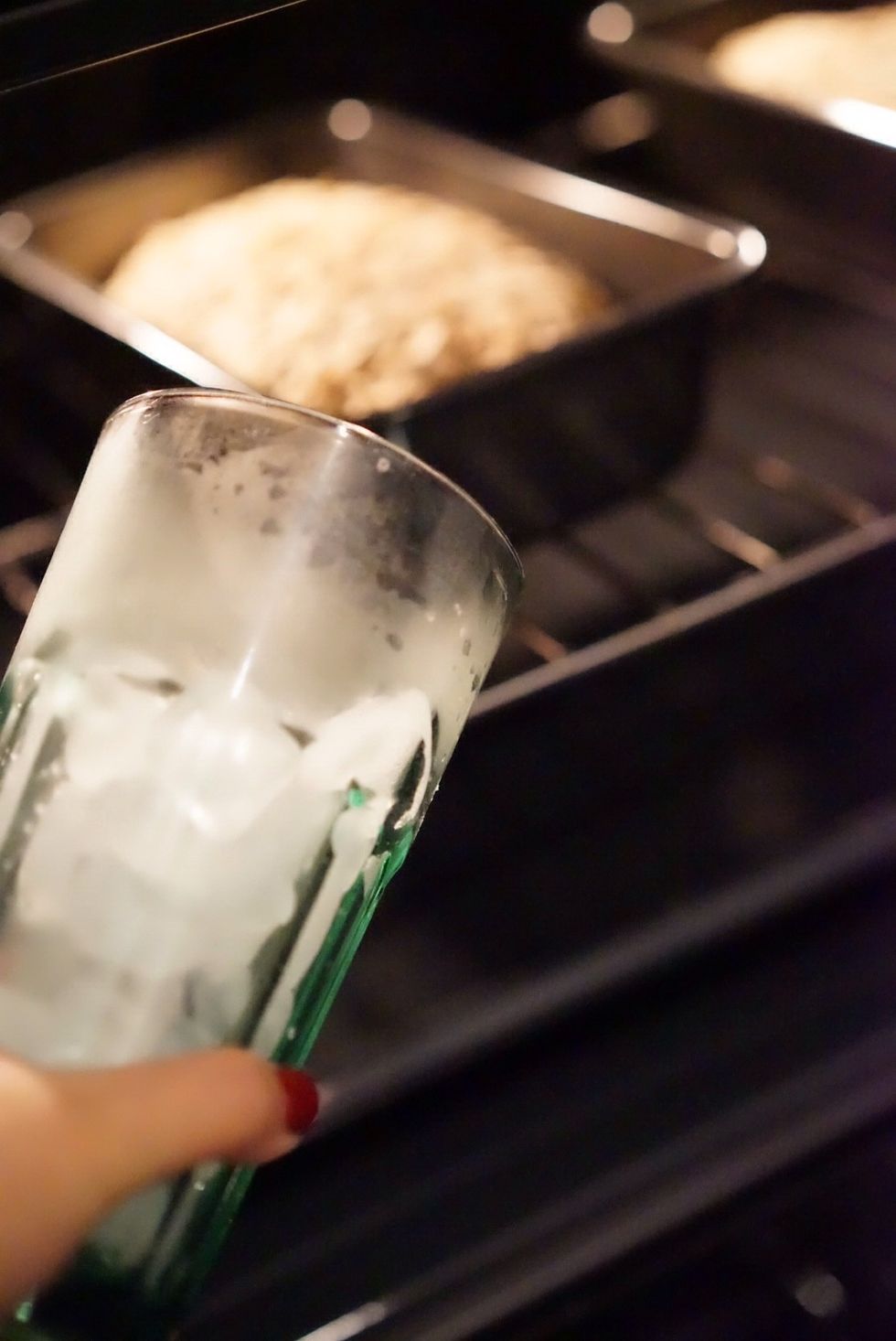 When the oven is ready, prepare a cup of ice.