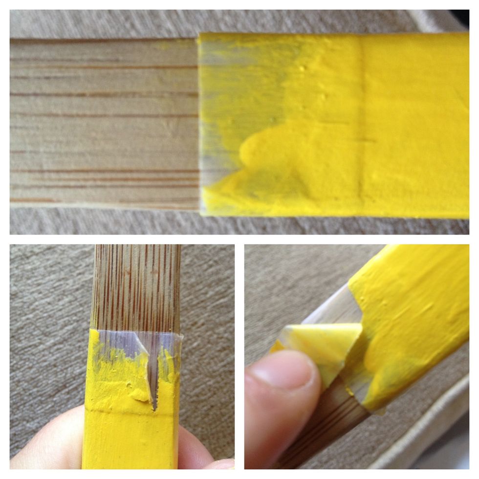 When the paint is dry, find the seam, and gently pull back the tape. Pull slowly and away from the paint - this will help to give you a crisp line!