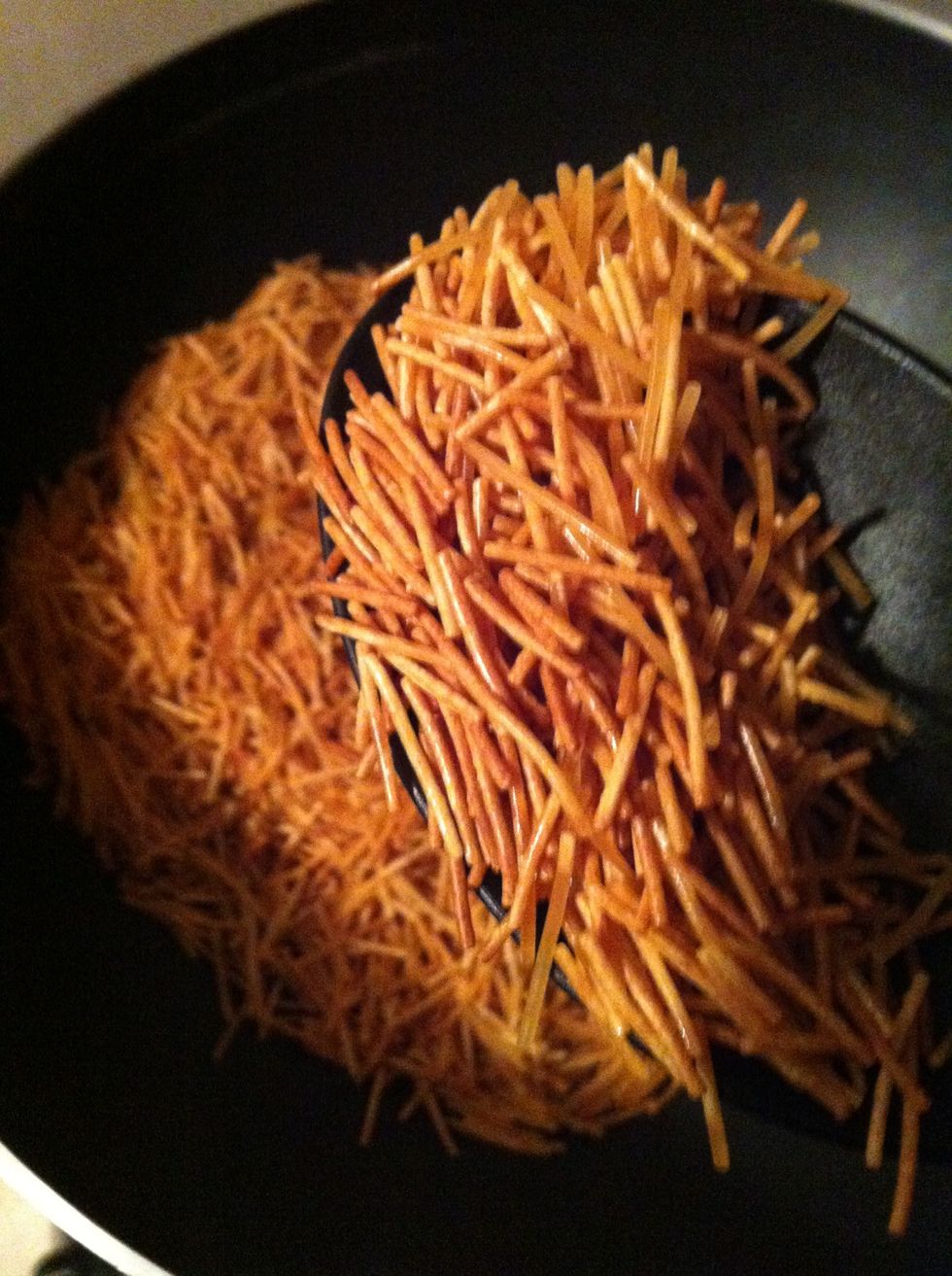 & when the pasta turn like this Brown