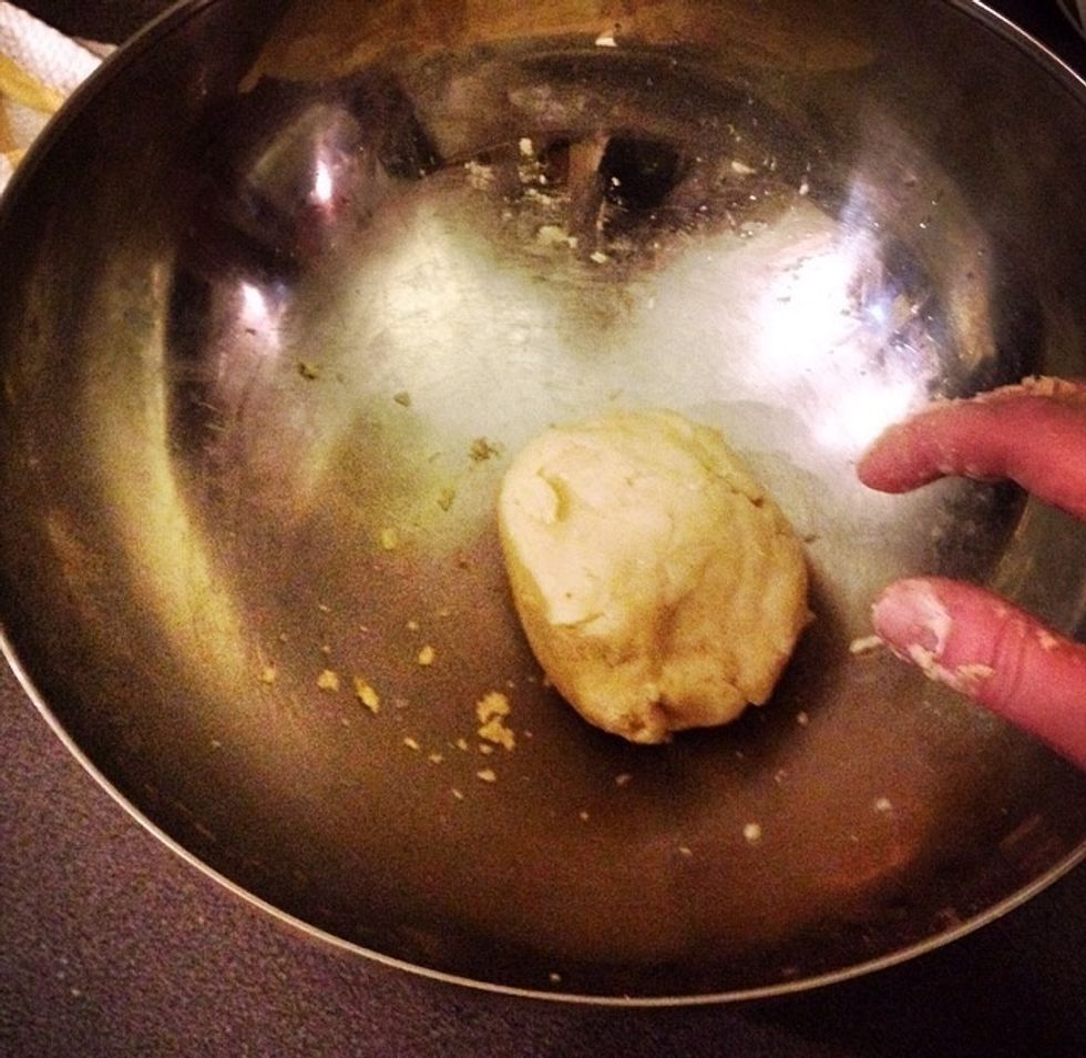 When the pastry starts to stay in a ball, use it to wipe around the bowl to pick up any last crumbs.