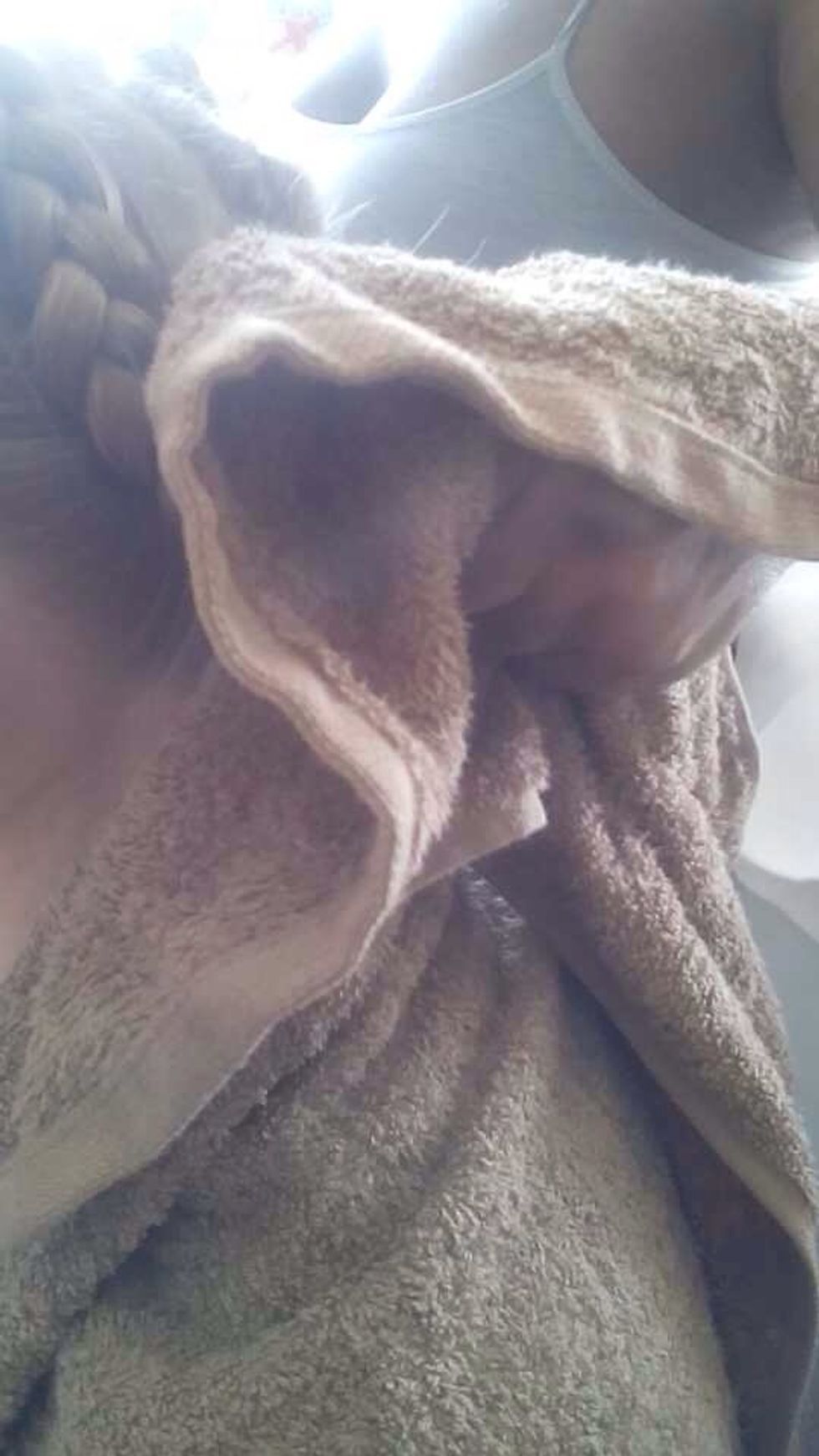 When the person is taking your hair out the hot water, make sure they use the other small towel to wrap your hair as shown in the photo above.