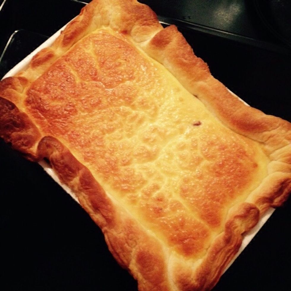 When the quiche starts browning on top take it out of the oven