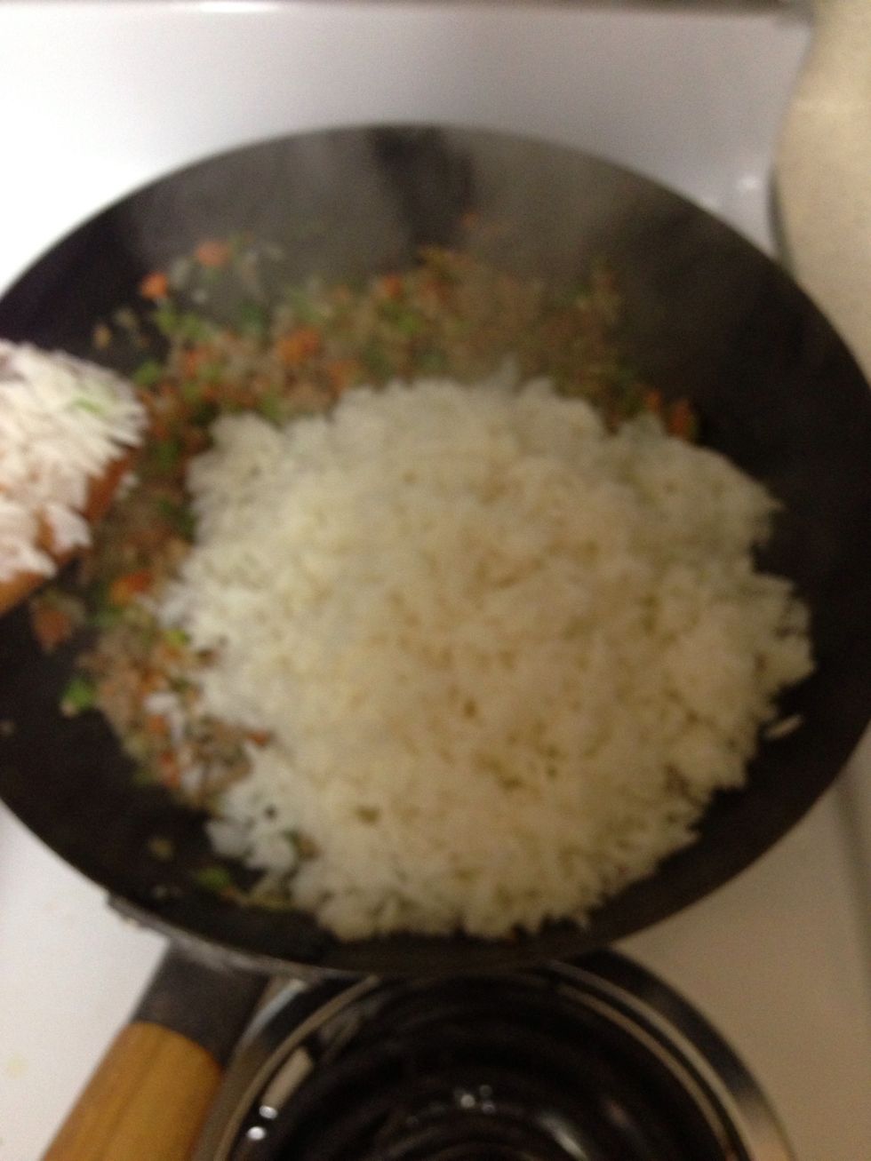 When the rice is done add it to the beef