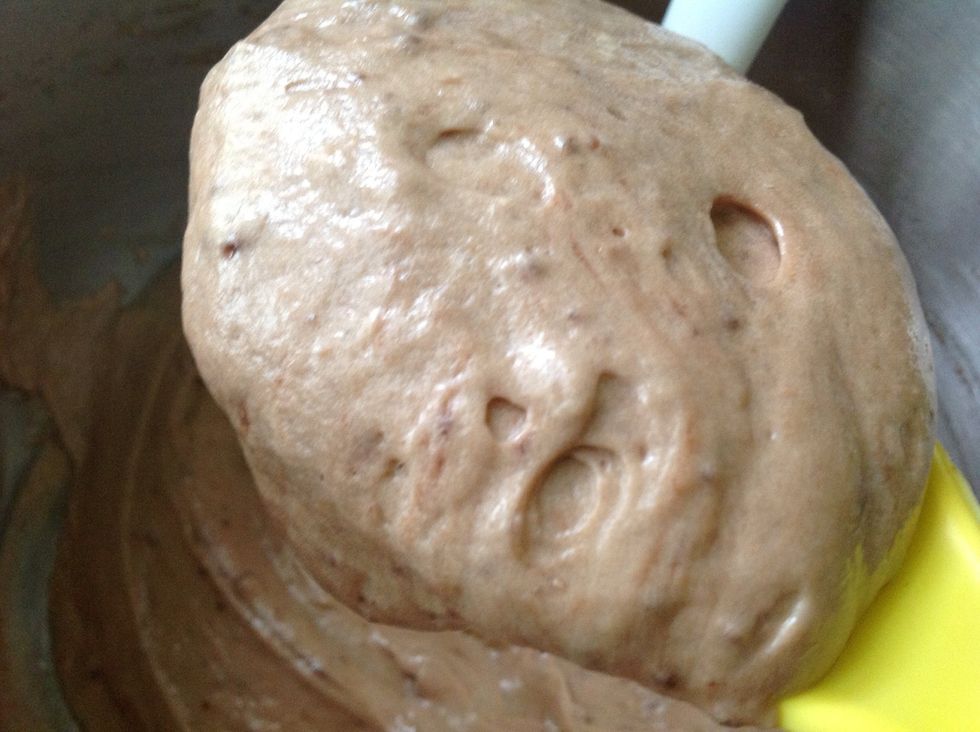 When the third batch of the dry ingredients are mixed in it'll look and feel like mousse