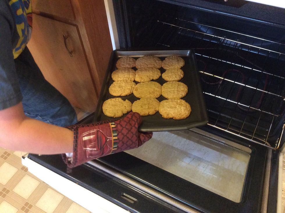 When the timer goes off remove the cookies but if they do not appear to be done bake accordingly.