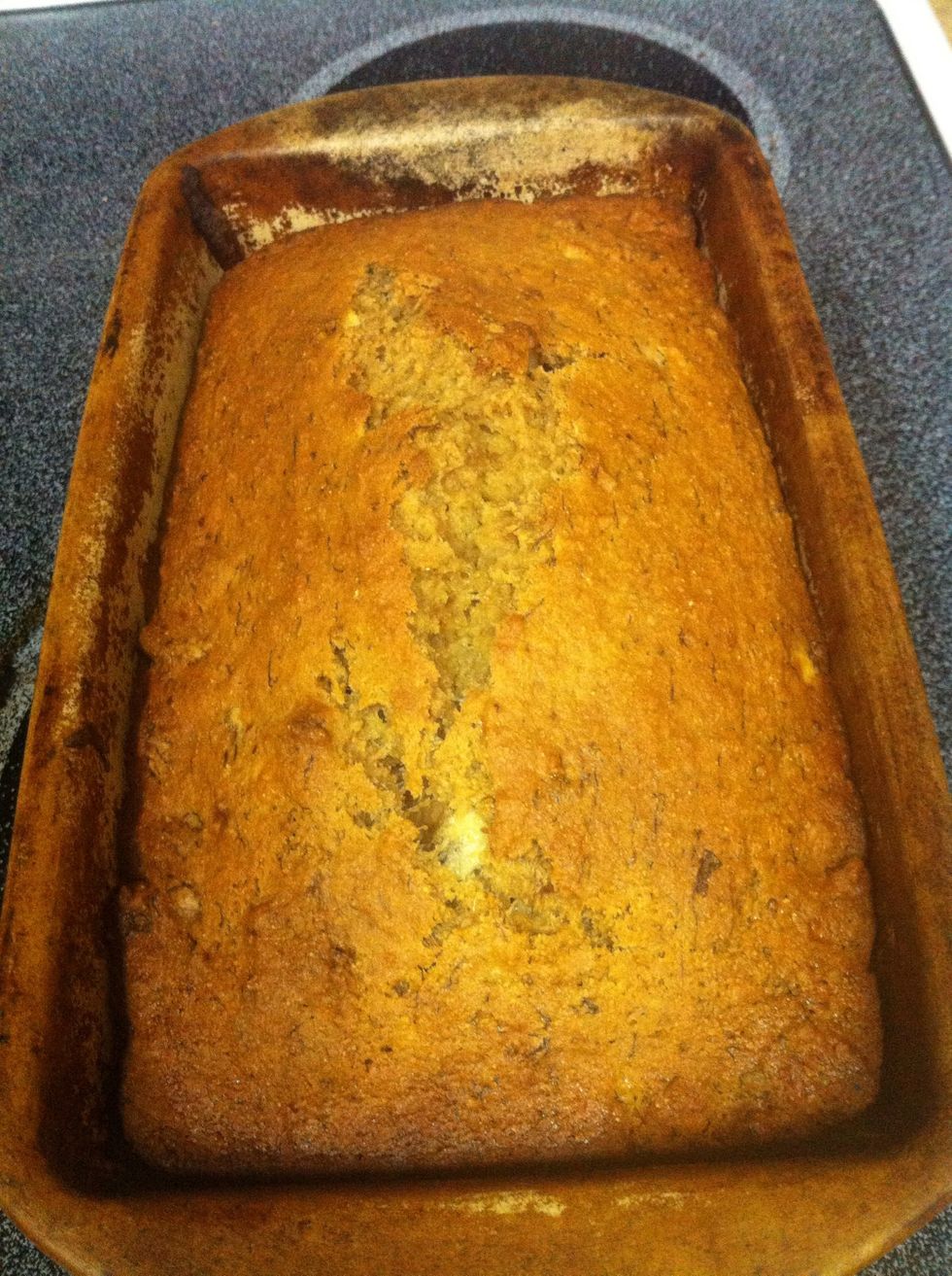 When the timers up take the bread out an let it cool in the pan for 10 minutes....