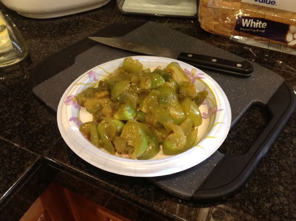 When the tomatillos are done cooking, let the mixture cool for 15 minutes add add to food processor.  Blend until smooth, adding salt and lime juice to taste.