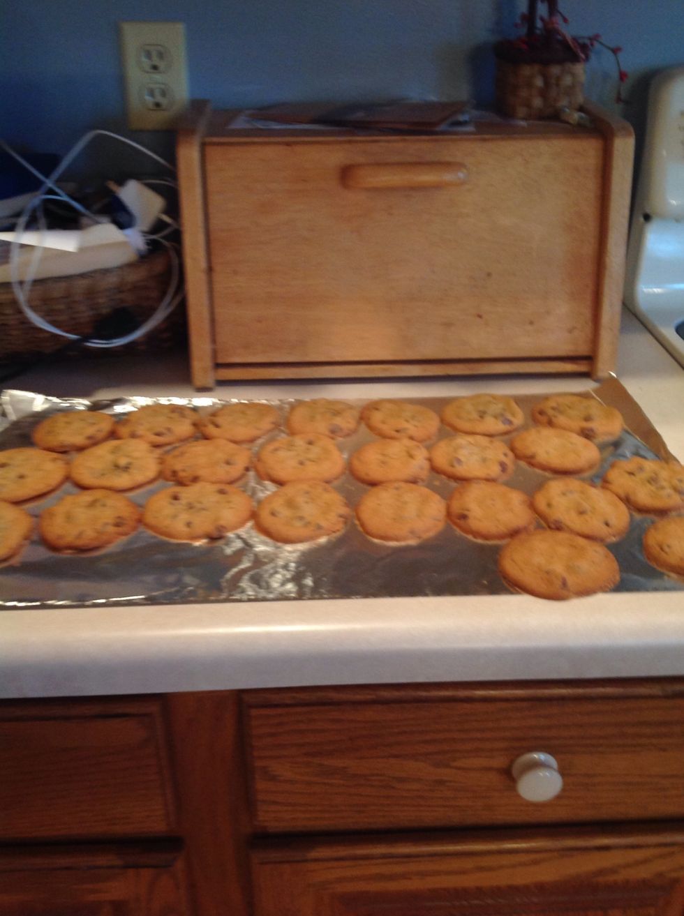 When they are done baking put them on tin foil or a paper towel and let them cool for 2-3 minutes.