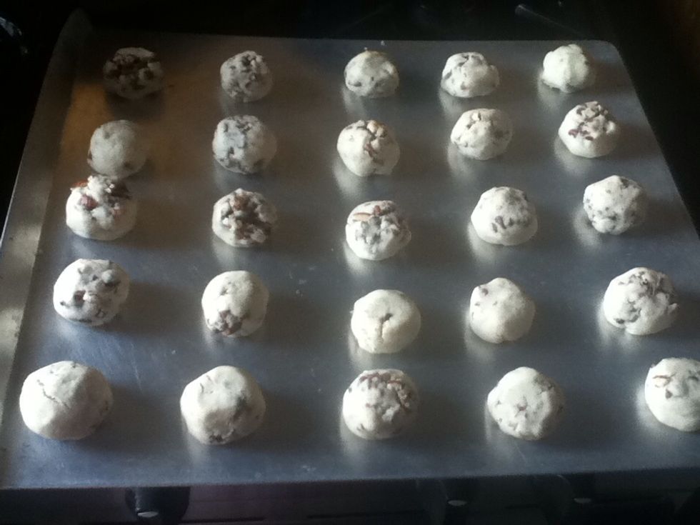 When they are done they won't look as different as before they are baked they will just be dry and let them in the sheet pan for a minute.