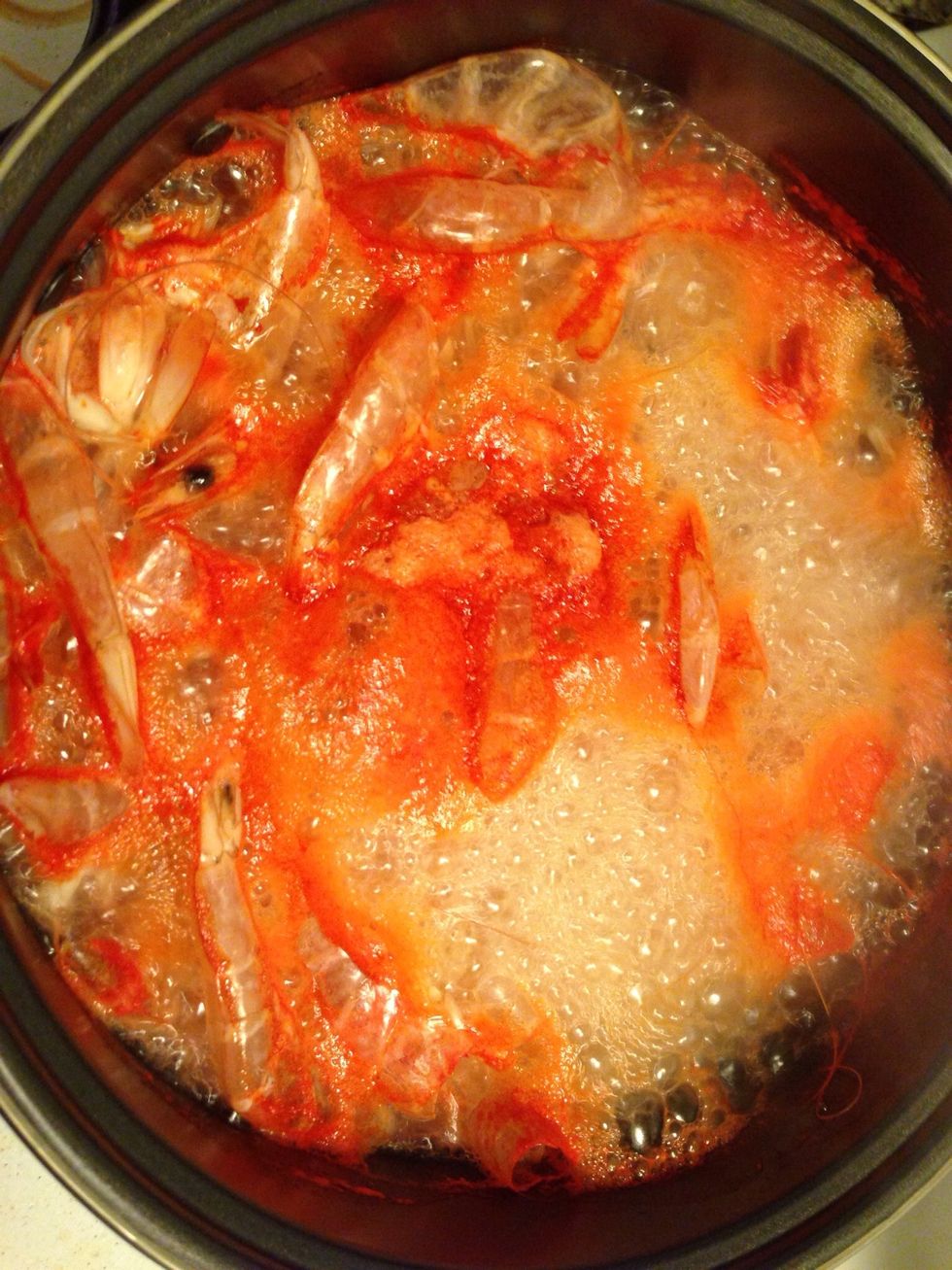 When they are fully cooked. You will see a heavy orange color. At this point they are ready to remove.