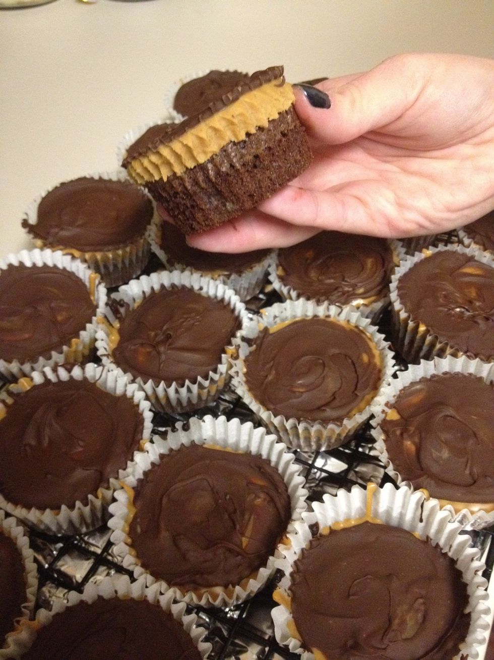 When they are solid, remove from freezer and enjoy! Recommend you enjoy them with friends so that you don't die of a heart attack.