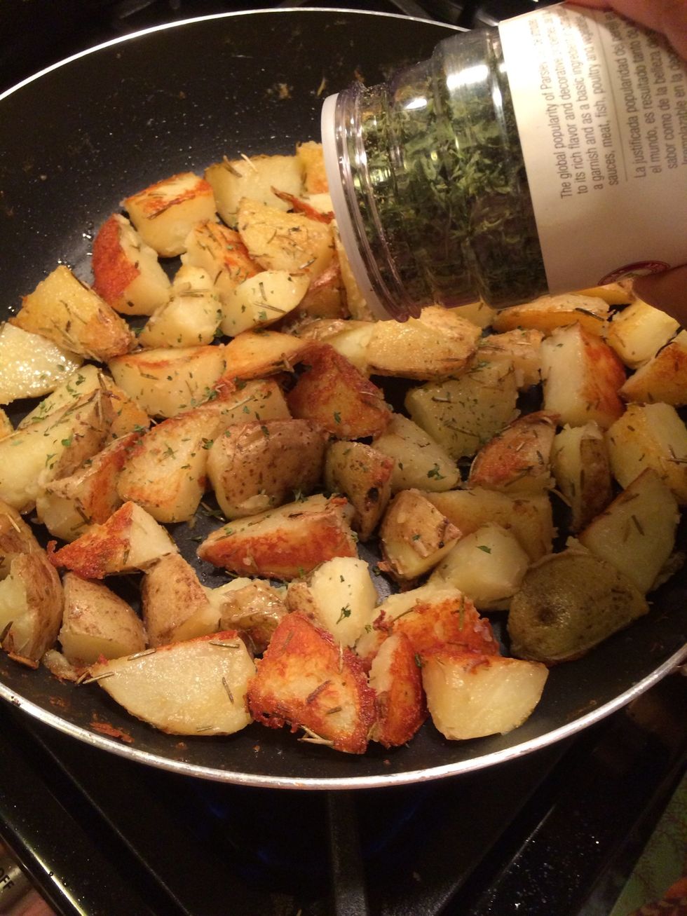 When they have all browned sprinkle on some parsley.
