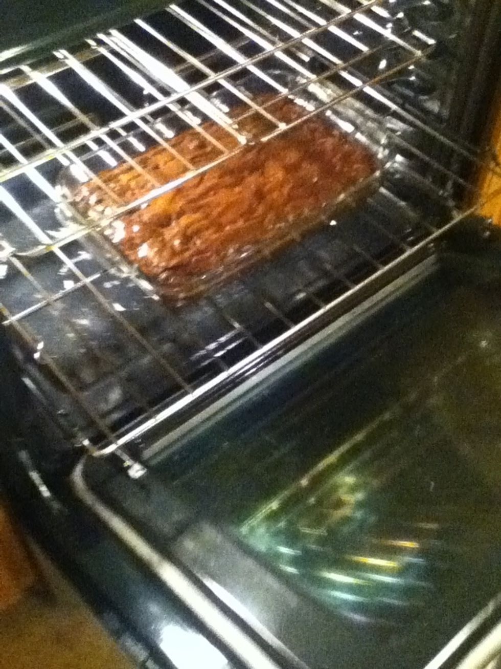 When they're finished take them out of the oven.