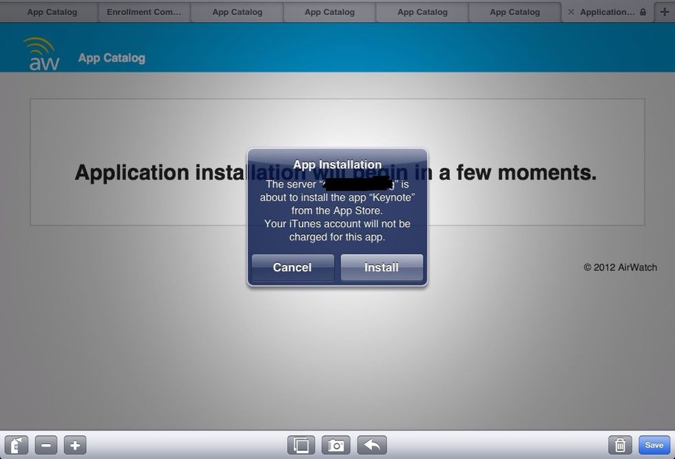 When this message appears, select "Install."  You may get the request for your Apple ID information at this time.