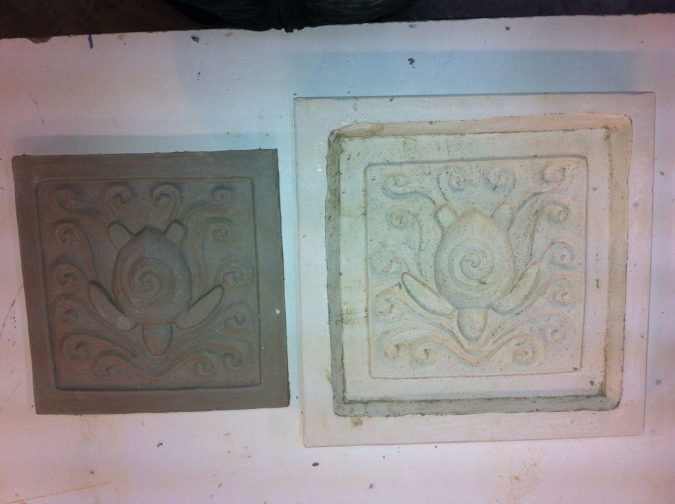 When tile starts to dry a bit, pry out and clean up mold edges