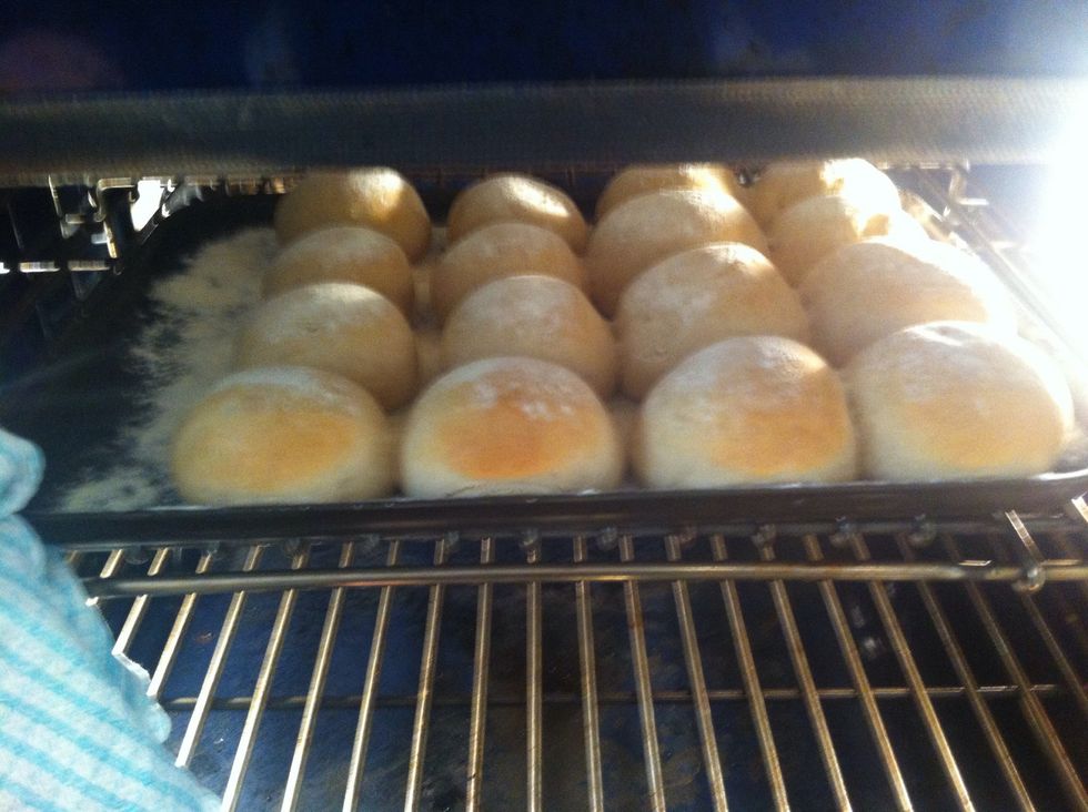 When timer goes off. Turn tray around 180c. This is so the bread evenly cooks as ovens are rarely even...