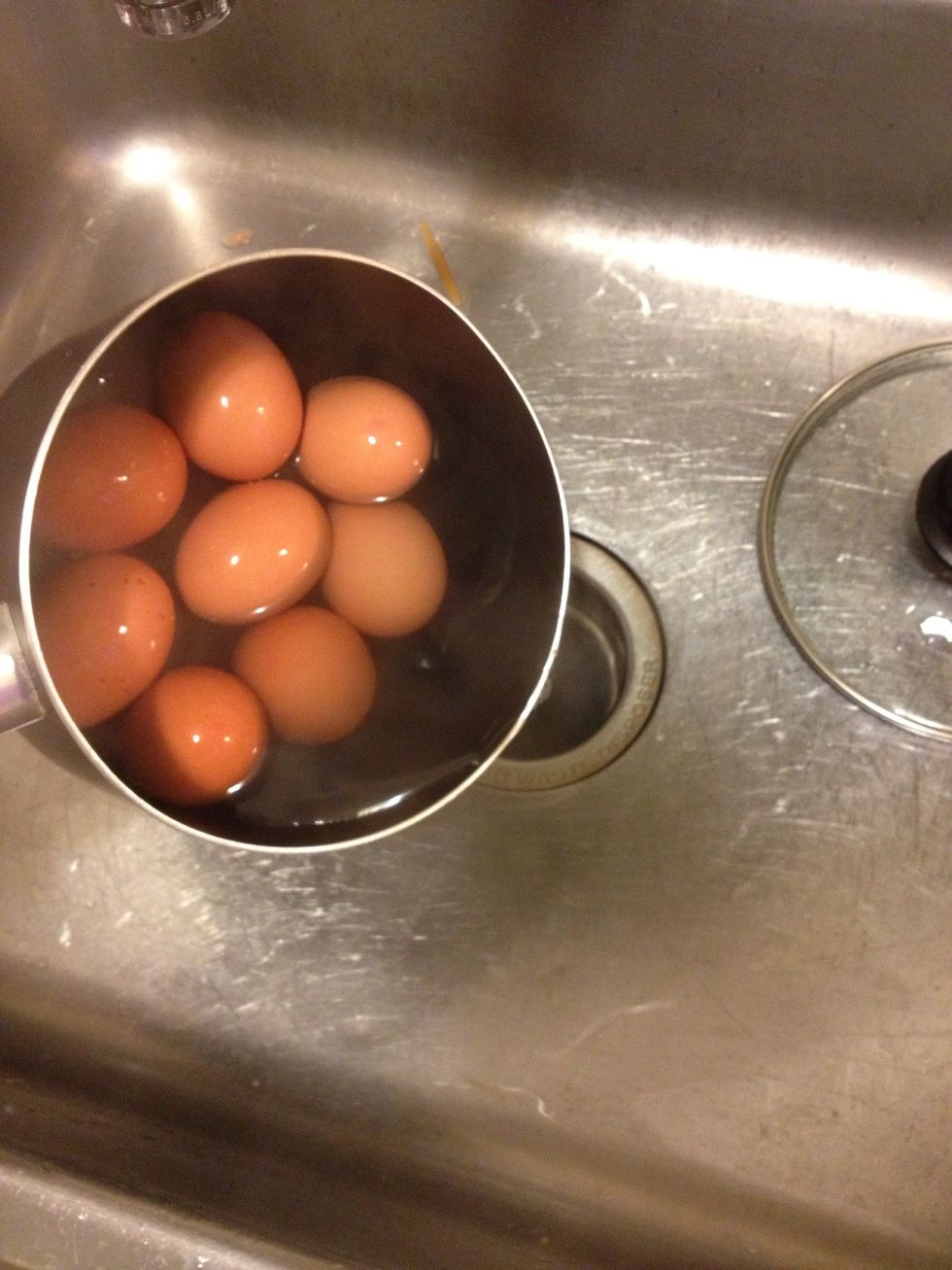 When times up remove eggs from hot water