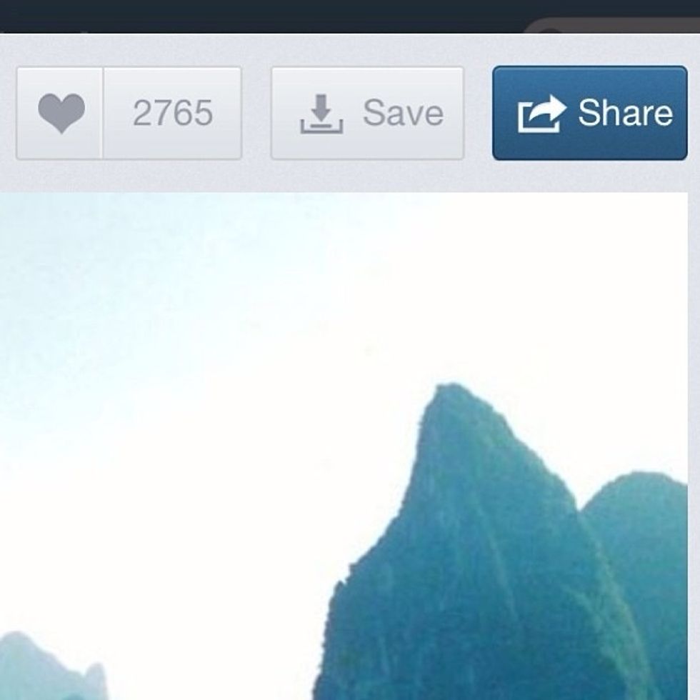 When viewing a photo in full size, in the upper bar you can see likers. You can also save the photo to your camera roll, or share the photo on email, Facebook, twitter, Weibo, Pinterest, and pocket.