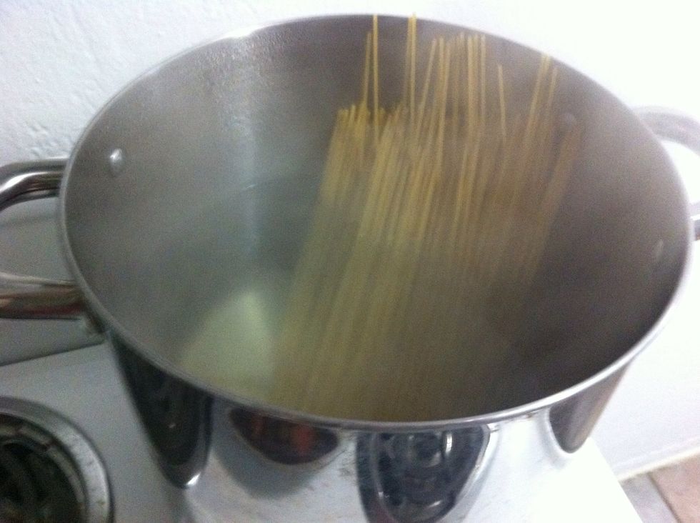 When water boils, add pasta and cook until al dente
