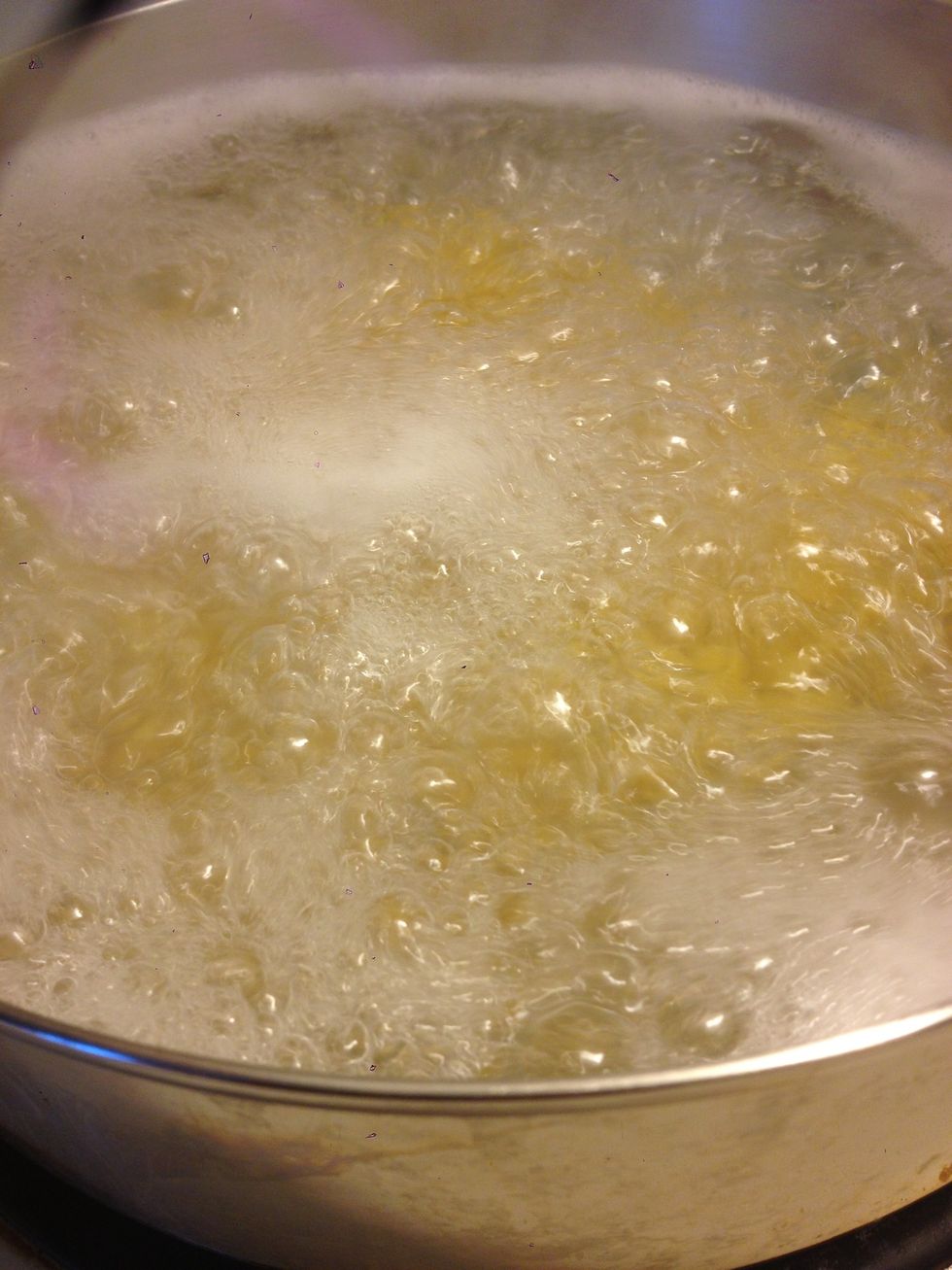 When water is boiling- add 2 cups of macaroni& cook according to package directions, less one or two minutes so macaroni still has some bite (al dente)