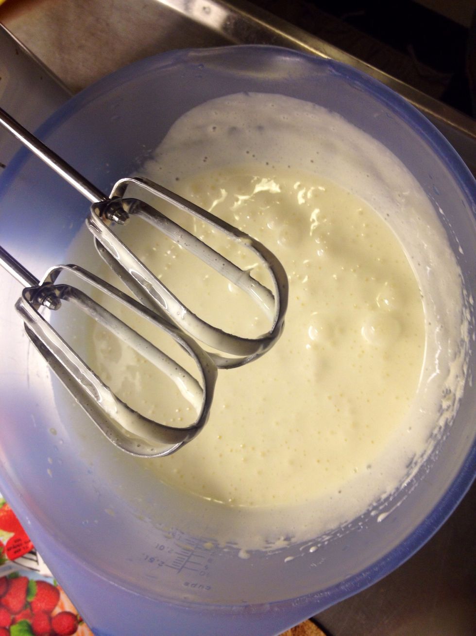 When white and fluffy, stop whisking.